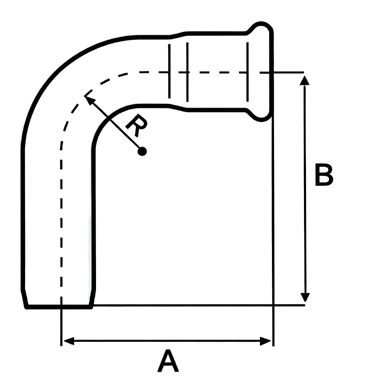 90&deg; elbow hm b2-2 2