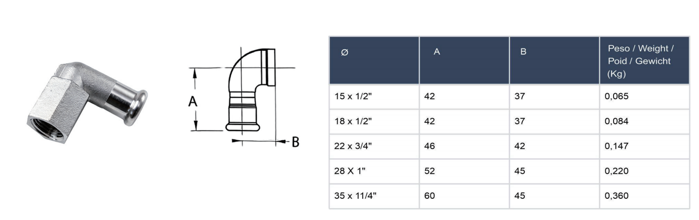 90&deg; female elbow a2-7 2