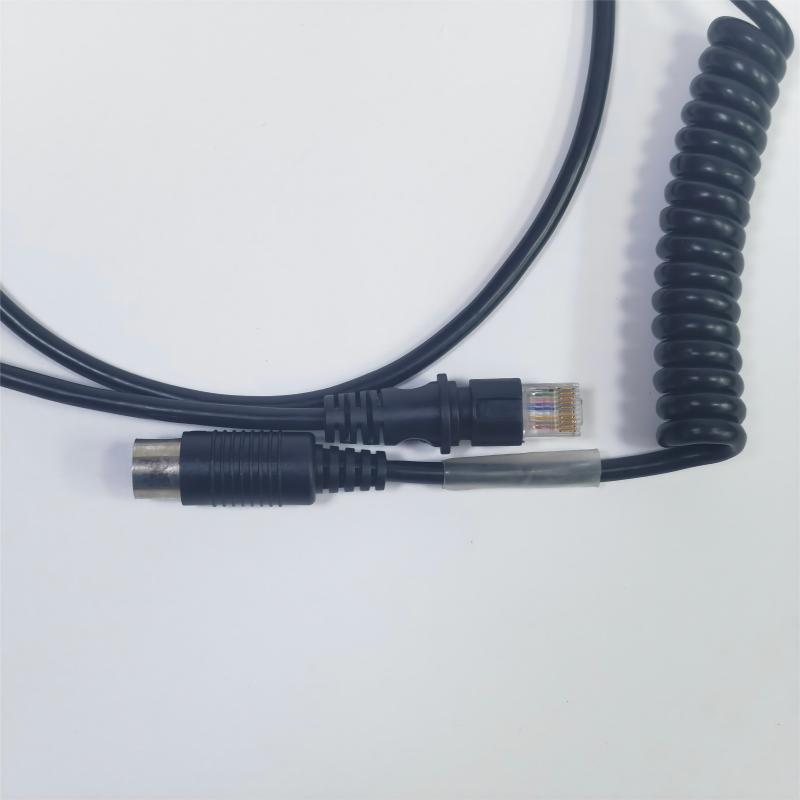 大DIN公母防水插头转8P8C水晶头RJ45弹簧线8芯网络监控视频转接线