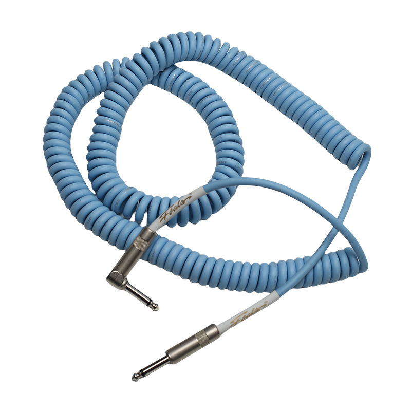 吉他贝斯连接线扩音器音频线降噪纯铜弹簧线2芯伸缩可拉伸弹簧线