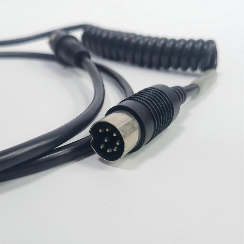 大DIN公母防水插头转8P8C水晶头RJ45弹簧线8芯网络监控视频转接线