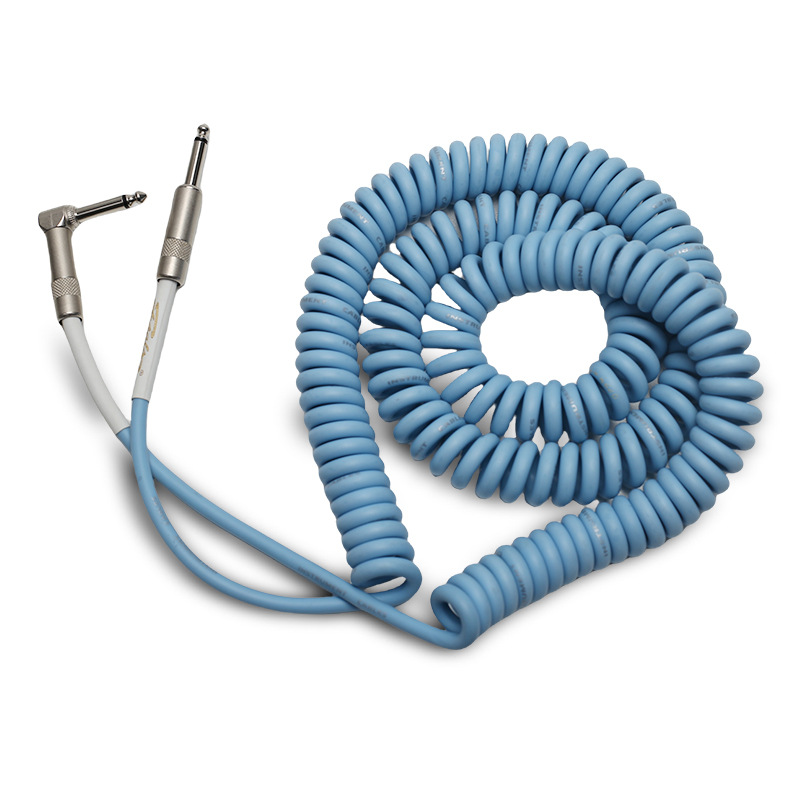 吉他贝斯连接线扩音器音频线降噪纯铜弹簧线2芯伸缩可拉伸弹簧线