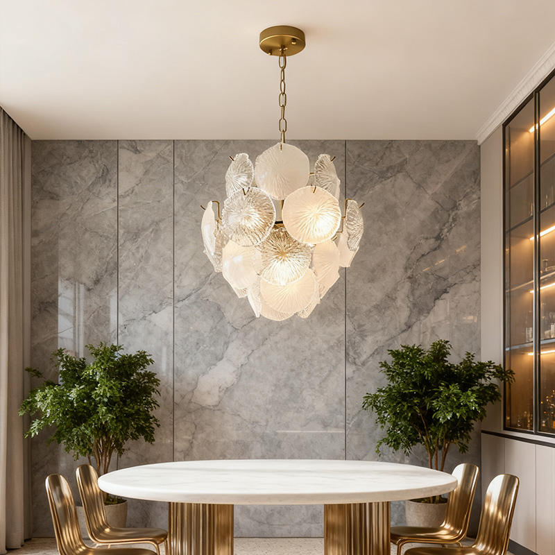 Multi-Layer Glass Petal Chandelier