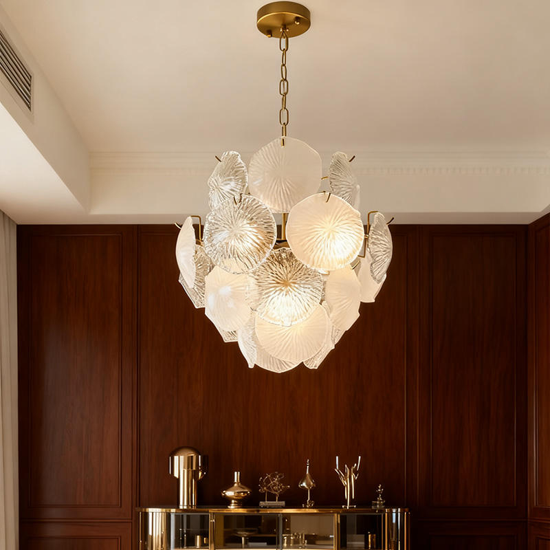 Multi-Layer Glass Petal Chandelier