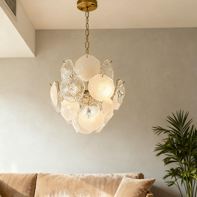 Multi-Layer Glass Petal Chandelier