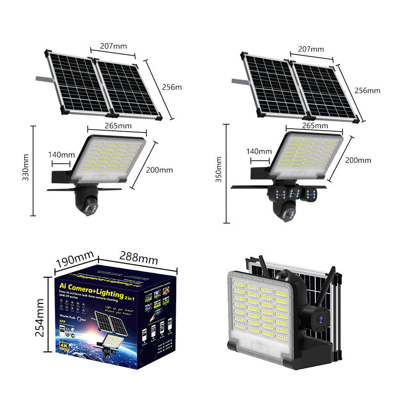 Foldable Solar LED Floodlight with HD Security Surveillance Camera