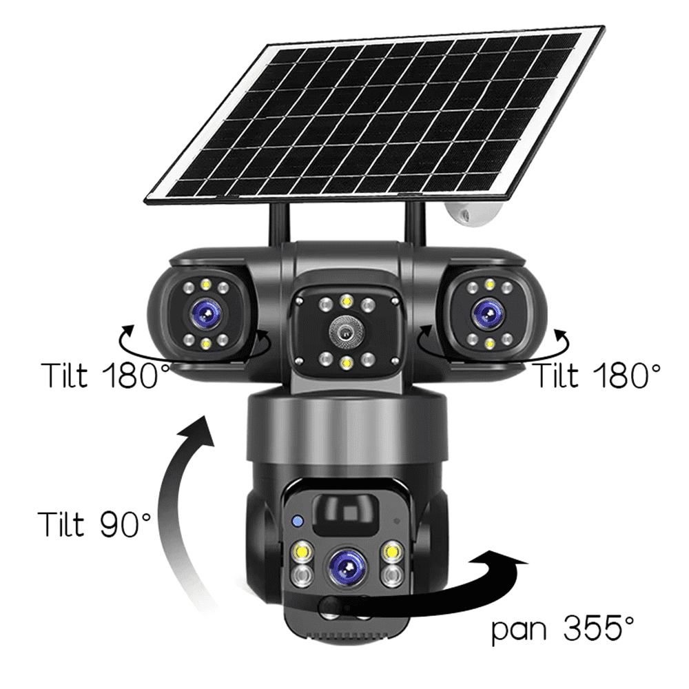 Triple-lens solar-powered 4G dual-light source camera (bullet and dome camera integrated)