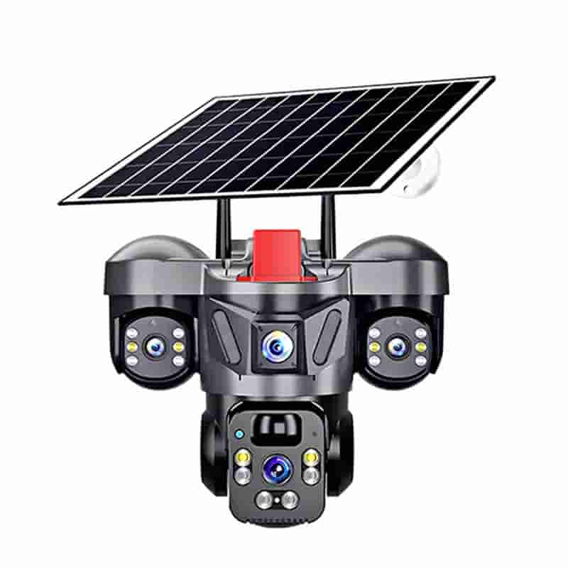 Triple-lens solar-powered flying eagle dual-light source camera and spotlight integrated device
