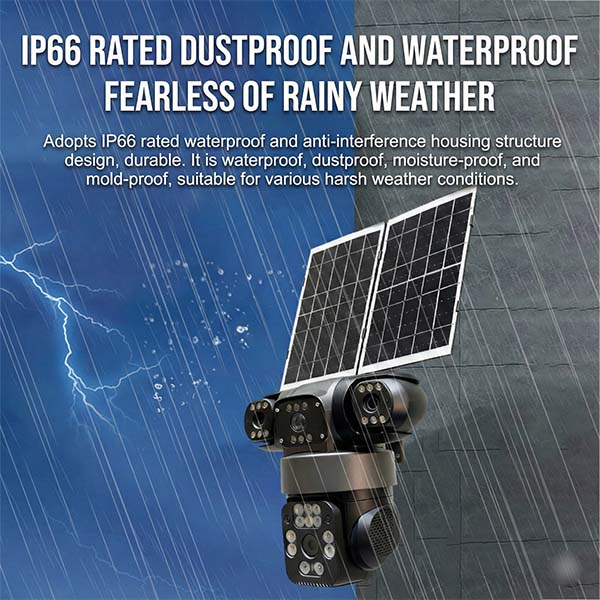 Four-lens dual solar panel 4G integrated surveillance camera