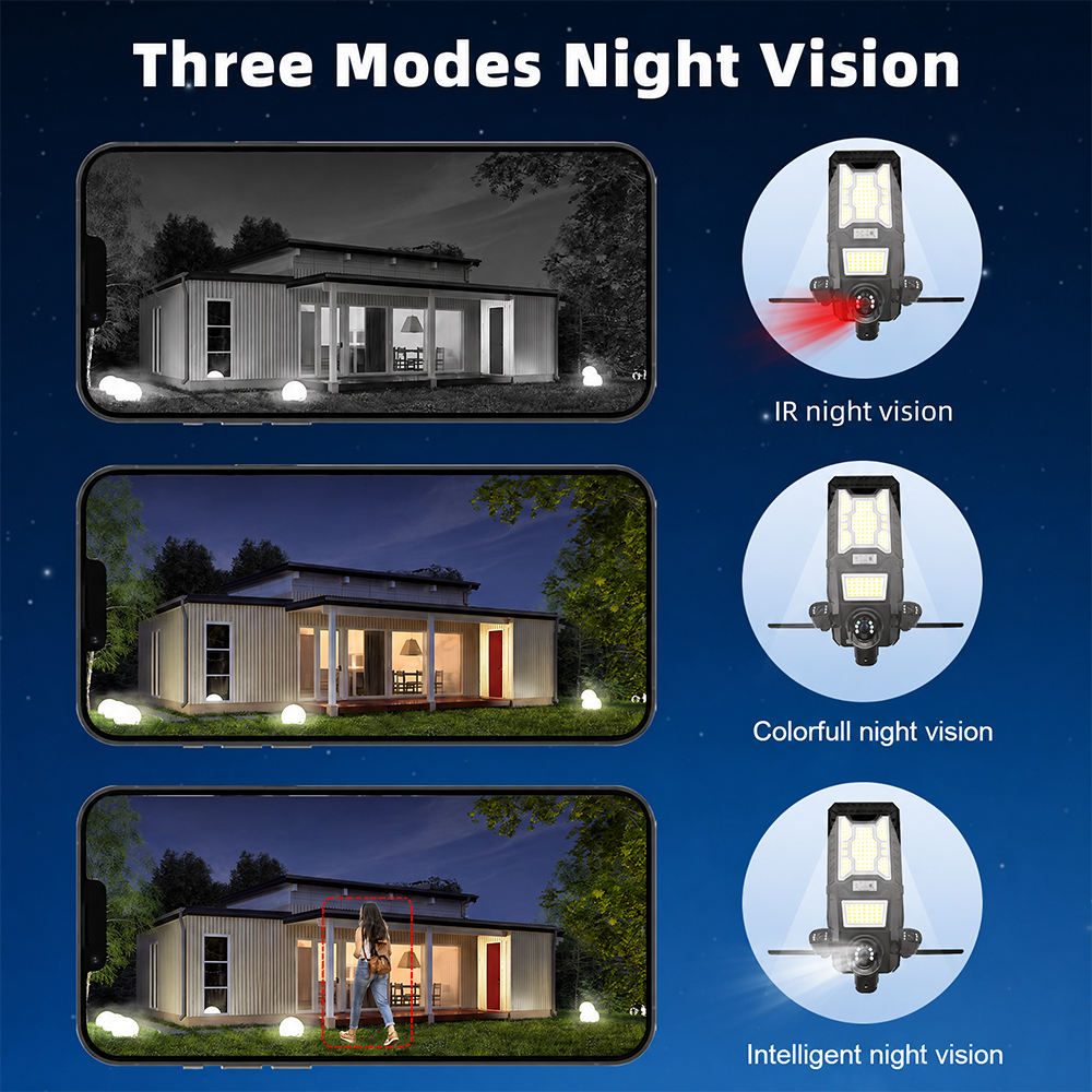 Adjustable outdoor solar street light camera
