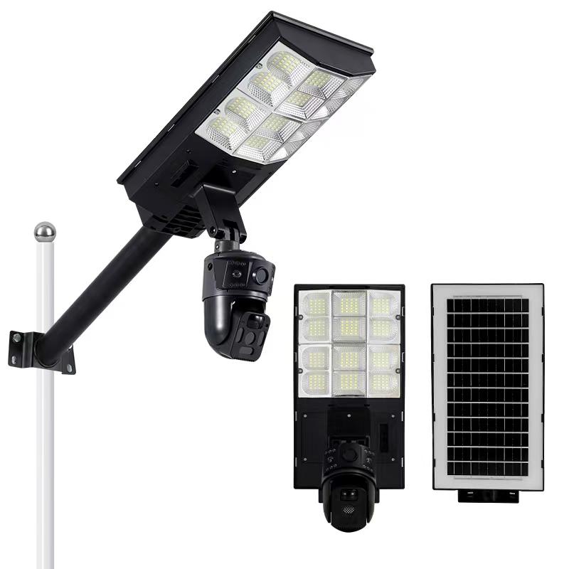Solar street light with three lenses and three-sided illumination