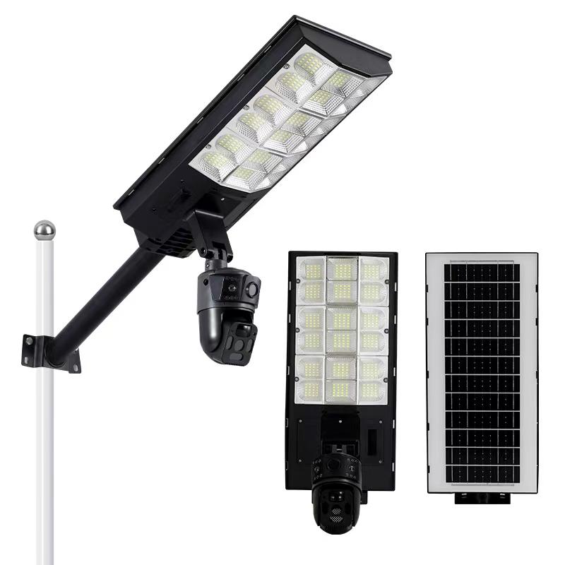 Solar street light with three lenses and three-sided illumination