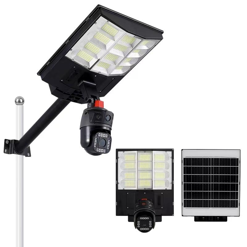 Solar street light with three lenses and three-sided illumination