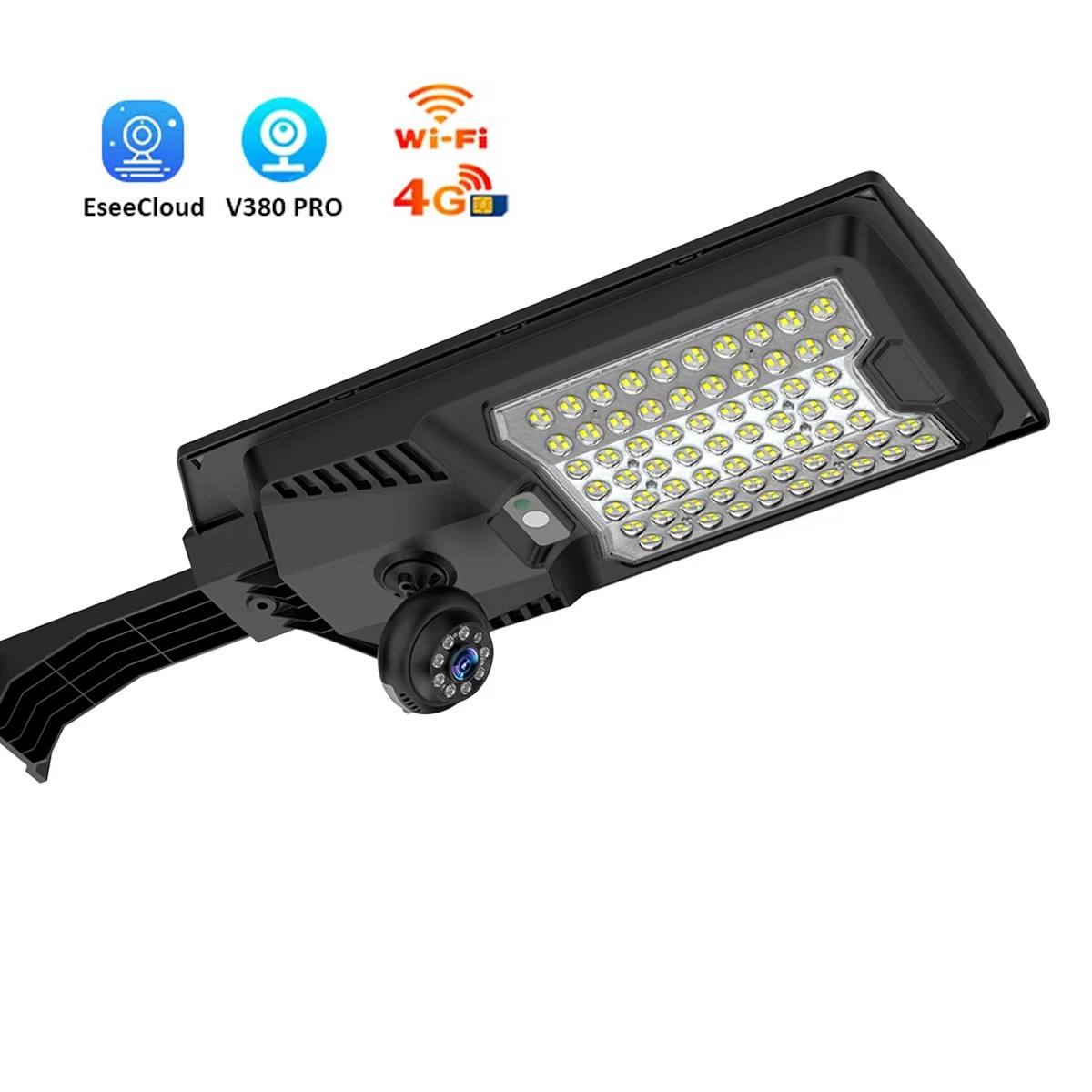 Compact solar-powered surveillance street light