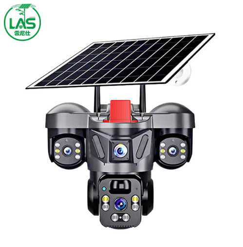 Triple-lens solar-powered flying eagle dual-light source camera and spotlight integrated device