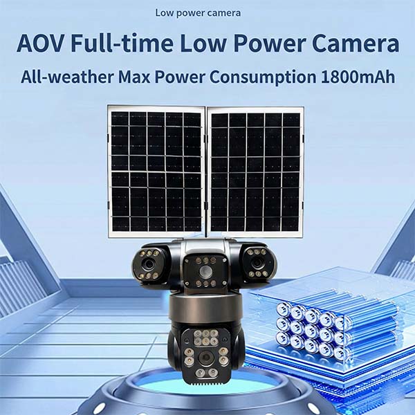 Four-lens dual solar panel 4G integrated surveillance camera