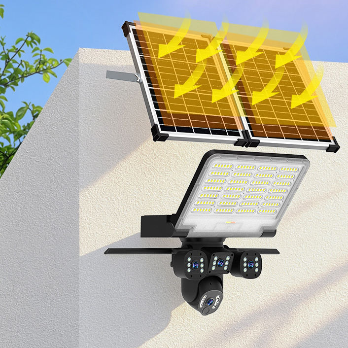 Foldable Solar LED Floodlight with HD Security Surveillance Camera