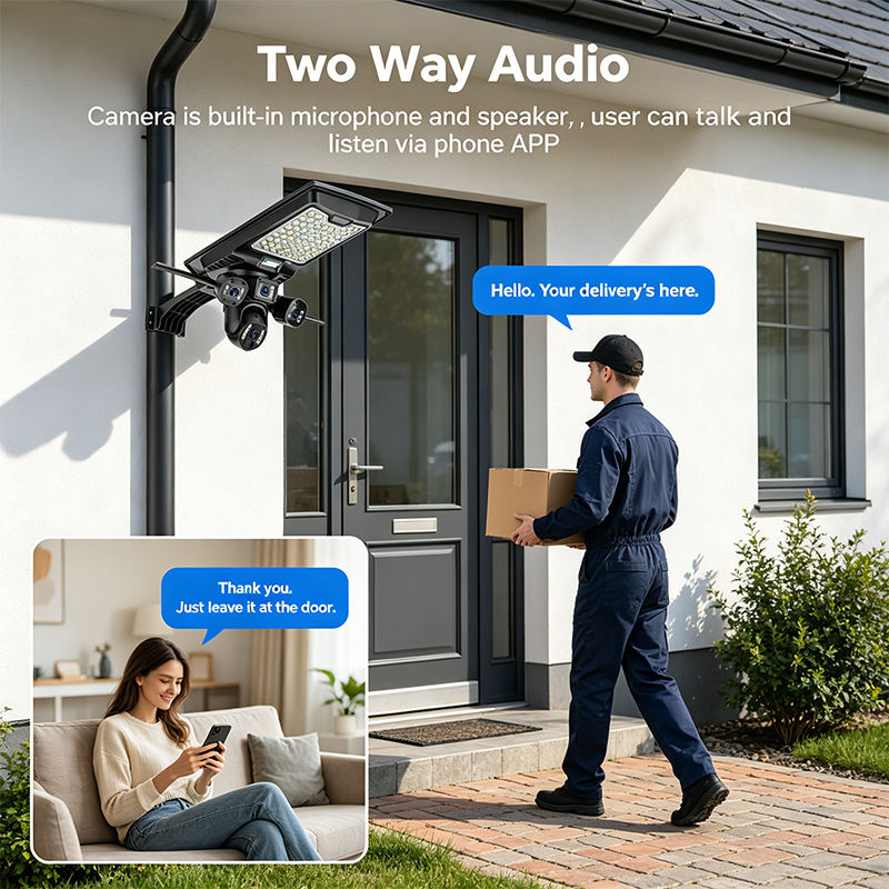 Compact solar-powered surveillance street light