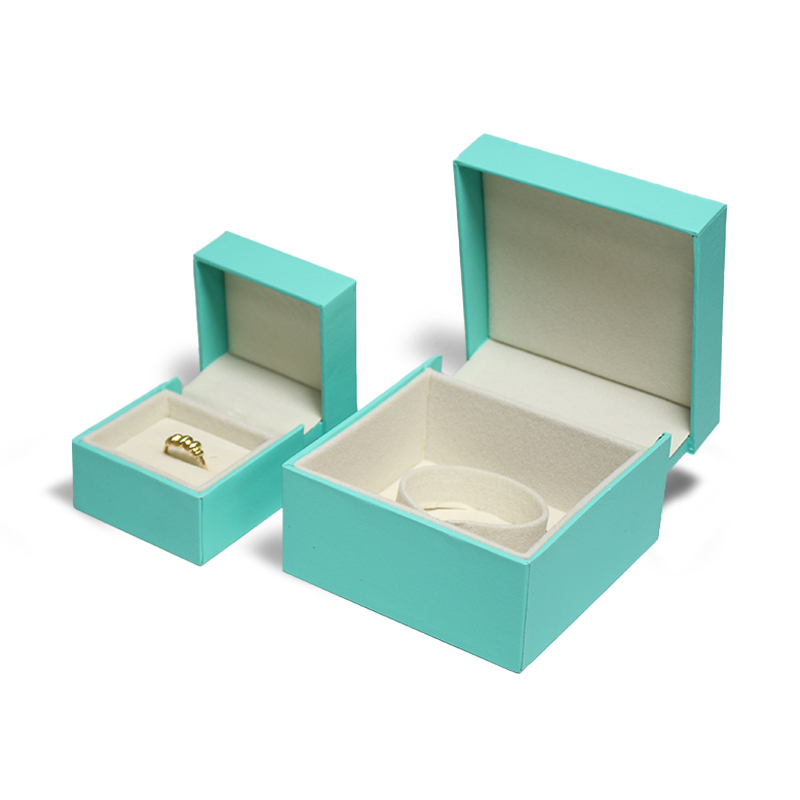 Eco-friendly Ring Box Blue Dislocation Flip Jewelry Packaging Customize Able Logo Pp Leather Material Necklace Box