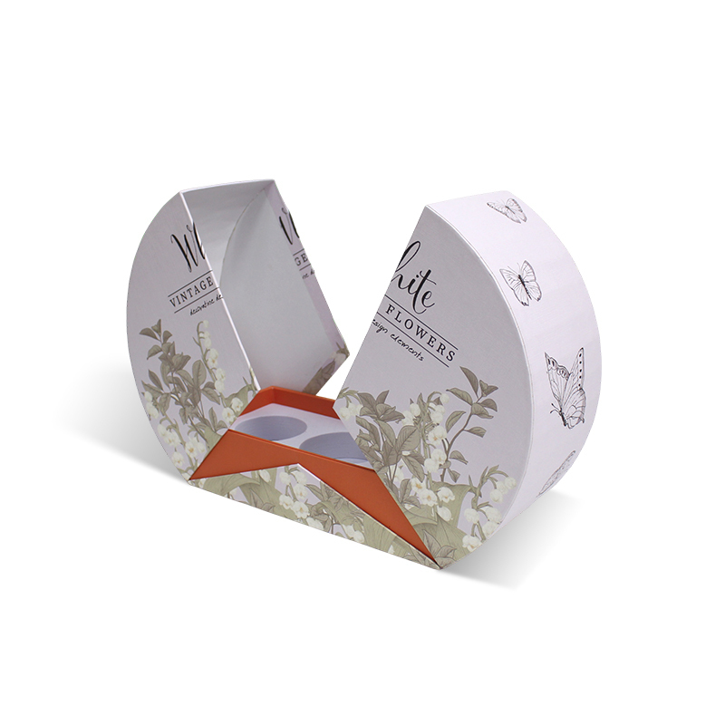 Half Round Double Door Rigid Cardboard Candle Box From EVA Velvet insert