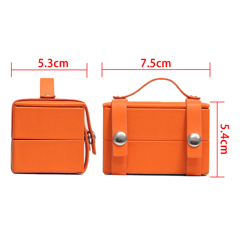 Elegant Orange Leather Jewelry Box with Handle Ring Storage and Display Case for Precious Accessories