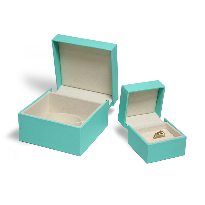 Eco-friendly Ring Box Blue Dislocation Flip Jewelry Packaging Customize Able Logo Pp Leather Material Necklace Box