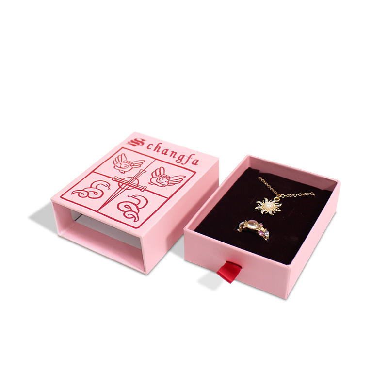 Mini Pink Rigid Paper Drawer Jewelry Box