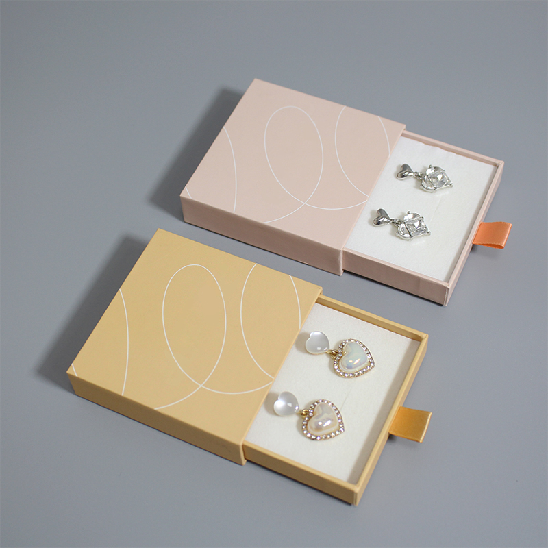 Jewelry White Drawer Box Cardboard Packaging Velvet Foam Insert