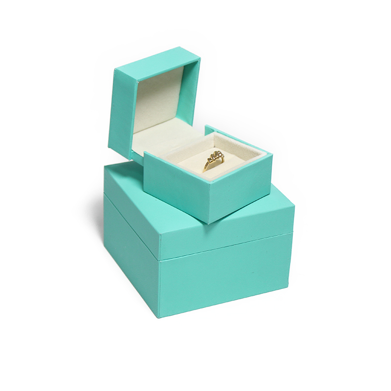 Eco-friendly Ring Box Blue Dislocation Flip Jewelry Packaging Customize Able Logo Pp Leather Material Necklace Box