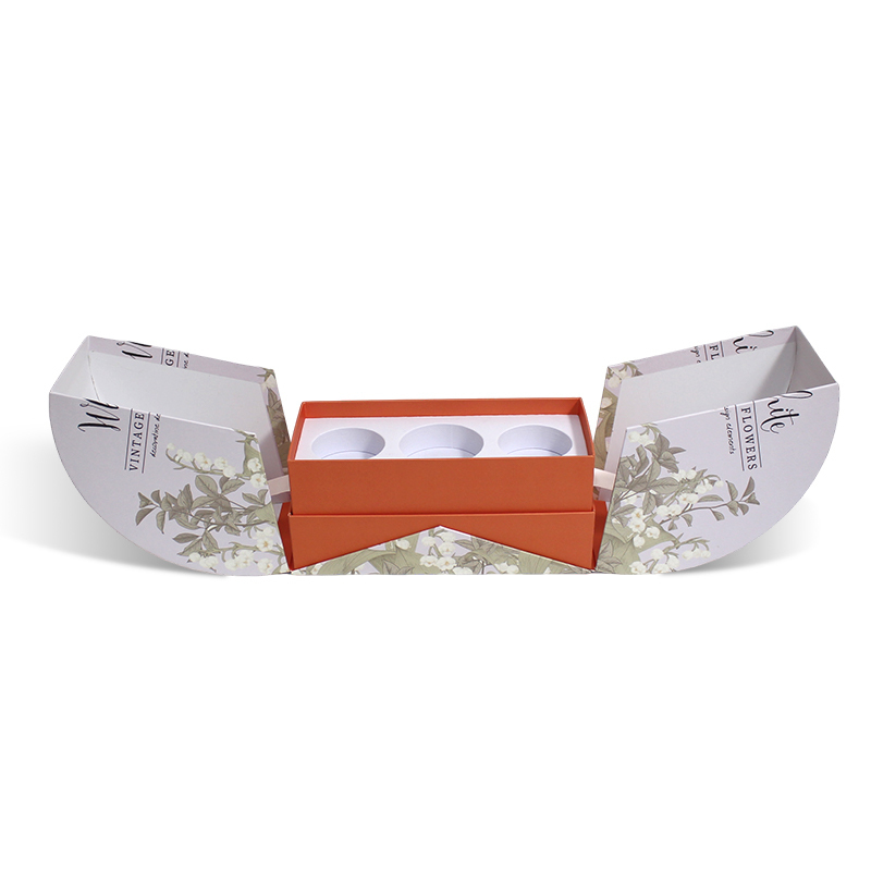 Half Round Double Door Rigid Cardboard Candle Box From EVA Velvet insert