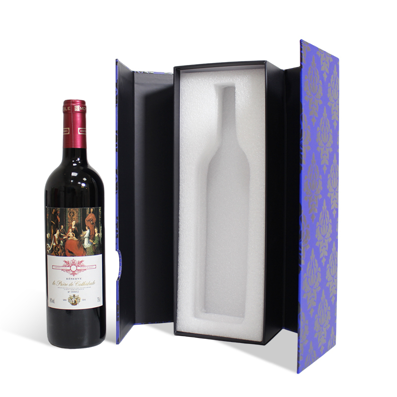 Wine Double-Door Magnetic Folding Gift Box With EPE Pearl Cotton