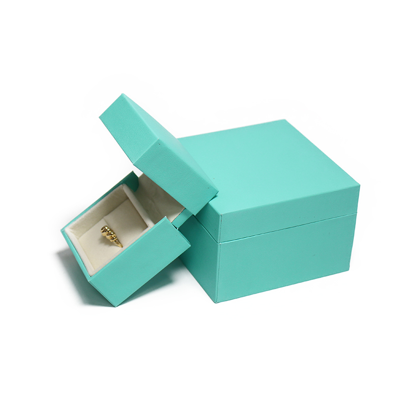 Eco-friendly Ring Box Blue Dislocation Flip Jewelry Packaging Customize Able Logo Pp Leather Material Necklace Box