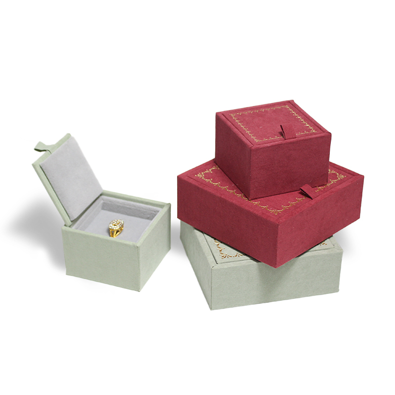 Ring Earrings Pendant Set Velvet Flap Jewelry Box