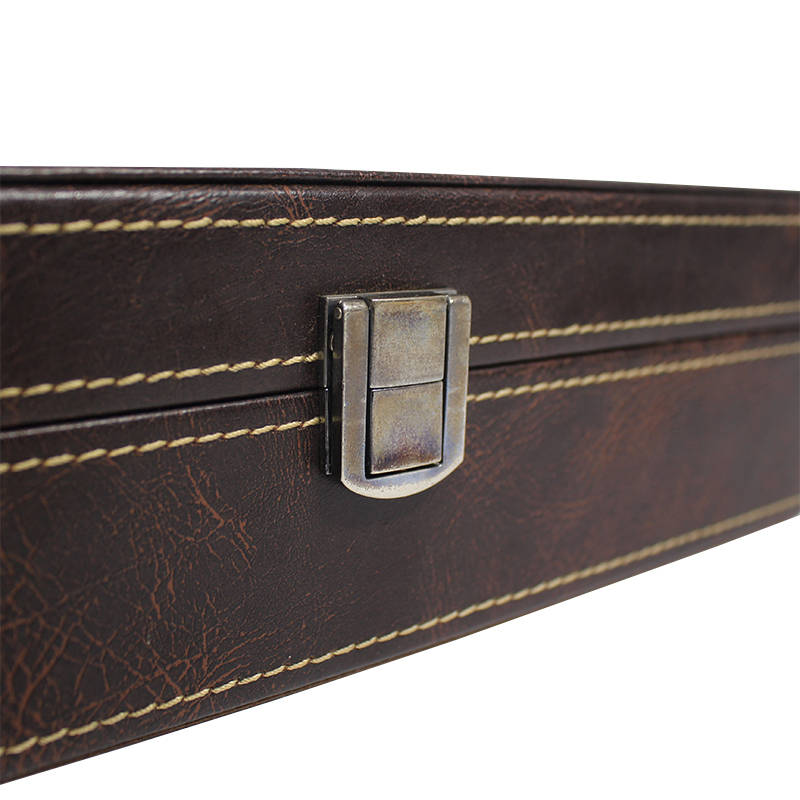 Wooden Velvet Watch Case with PU Leather Travel Clamshell Box