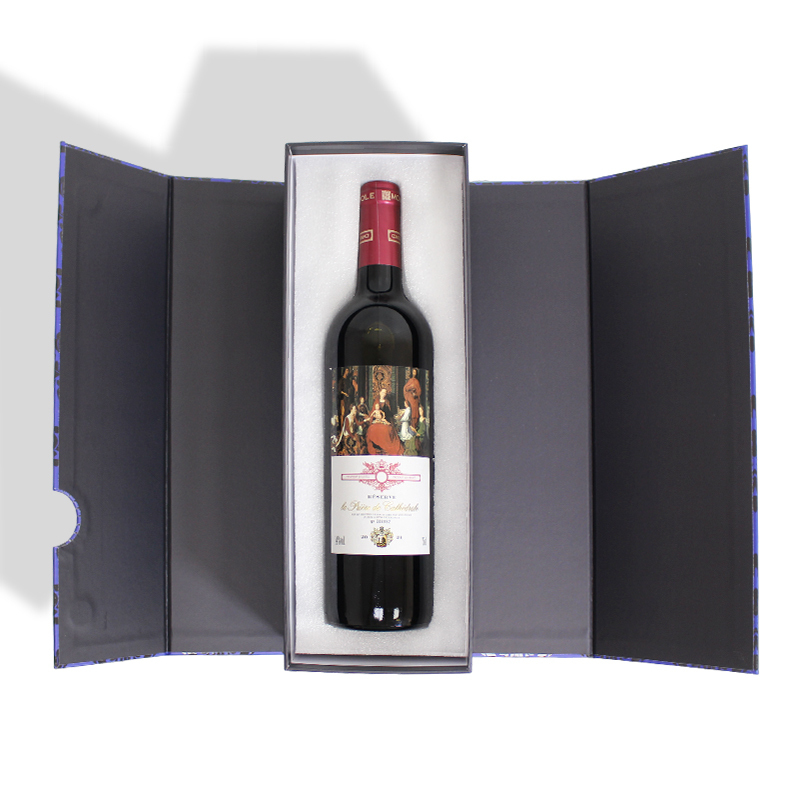 Wine Double-Door Magnetic Folding Gift Box With EPE Pearl Cotton