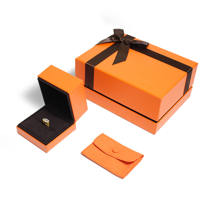 Luxury Orange Lid Base Paper Jewelry Gift Box Personalised Logo End Jewellery Packaging Box