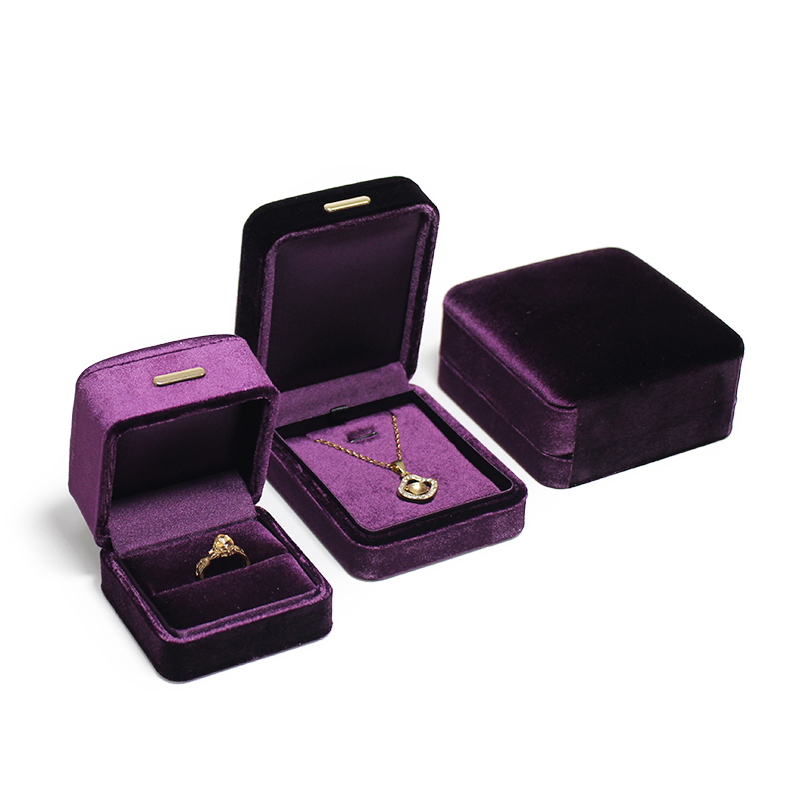 Romantic Wholesale Jewelry Box Vintage Purple Customized Logo Jewelry Box Velvet