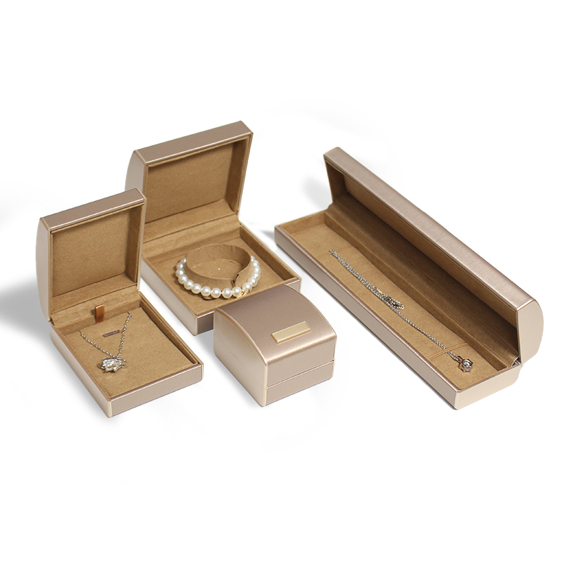 Beige Luxury Packaging Box Jewelry Set Leather Made Great For Jewelry Packaging Gift Boxes