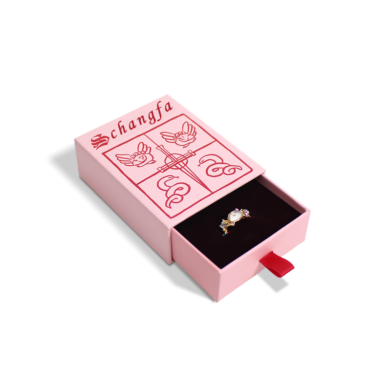 Mini Pink Rigid Paper Drawer Jewelry Box