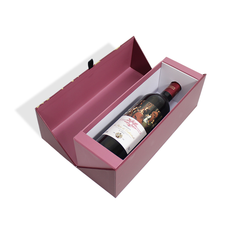 Rigid Clamshell Wine Box With Magnetic Closure Elegant