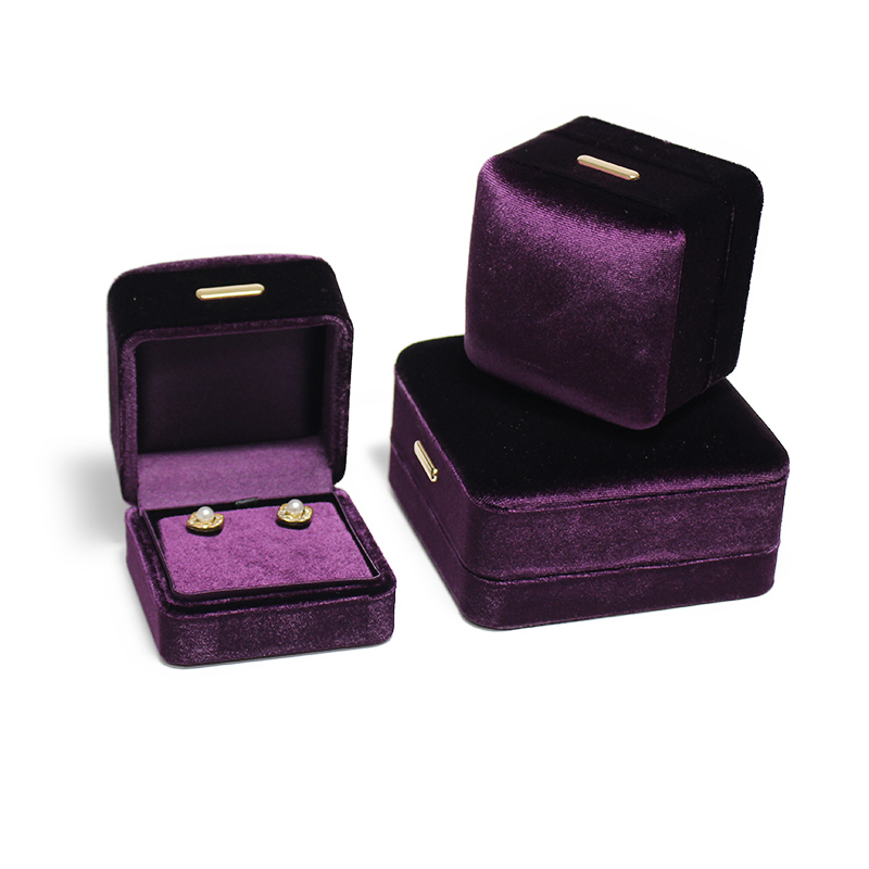 Romantic Wholesale Jewelry Box Vintage Purple Customized Logo Jewelry Box Velvet