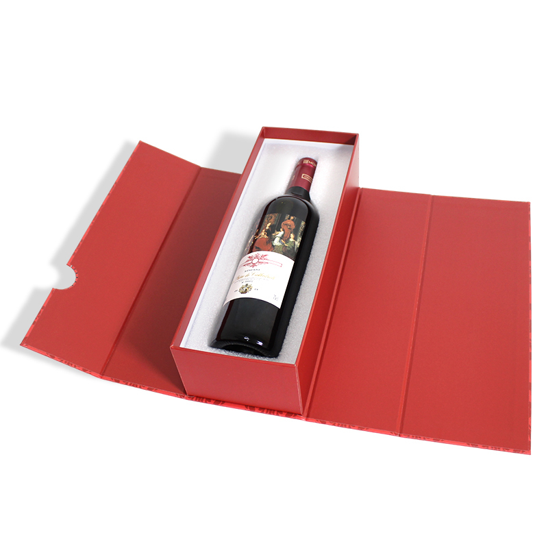 Wine Double-Door Magnetic Folding Gift Box With EPE Pearl Cotton