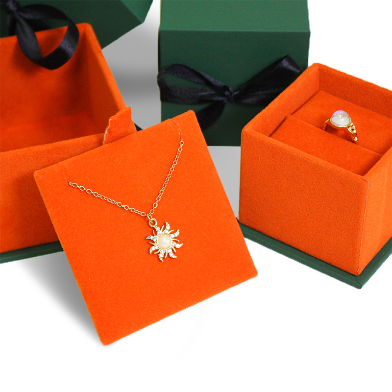 Custom High Quality Ring Bracelet Gift Packaging Leather Sliding Luxury Jewelry Removable Lid Box With Neck Box With Ribbon