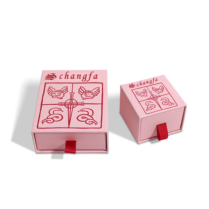 Mini Pink Rigid Paper Drawer Jewelry Box