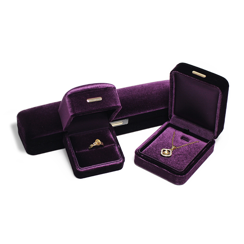 Romantic Wholesale Jewelry Box Vintage Purple Customized Logo Jewelry Box Velvet