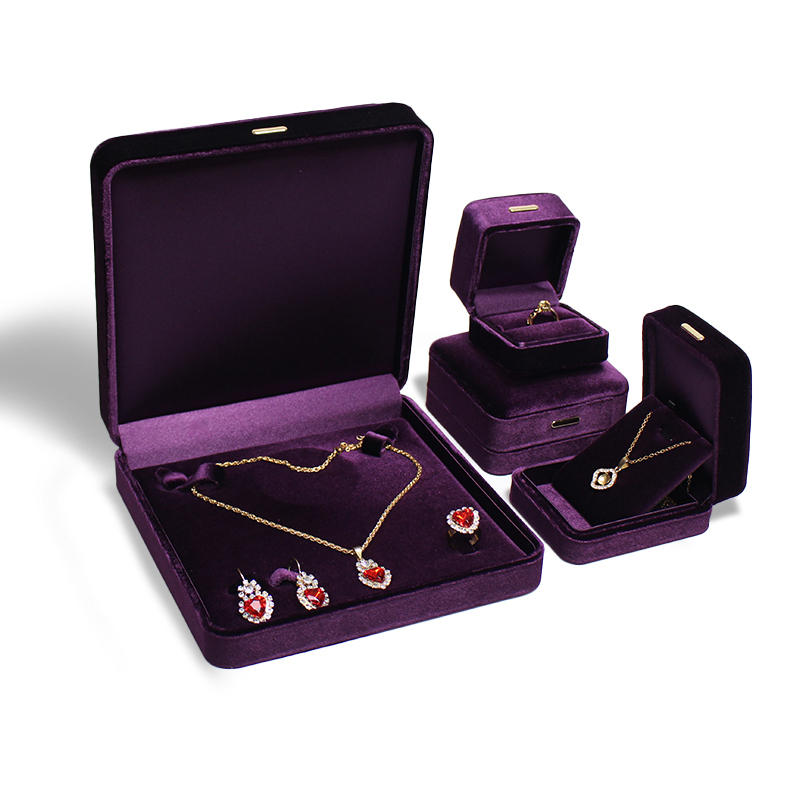 Romantic Wholesale Jewelry Box Vintage Purple Customized Logo Jewelry Box Velvet