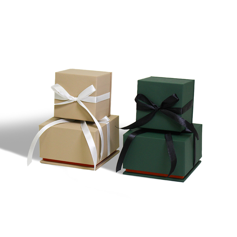 Custom High Quality Ring Bracelet Gift Packaging Leather Sliding Luxury Jewelry Removable Lid Box With Neck Box With Ribbon