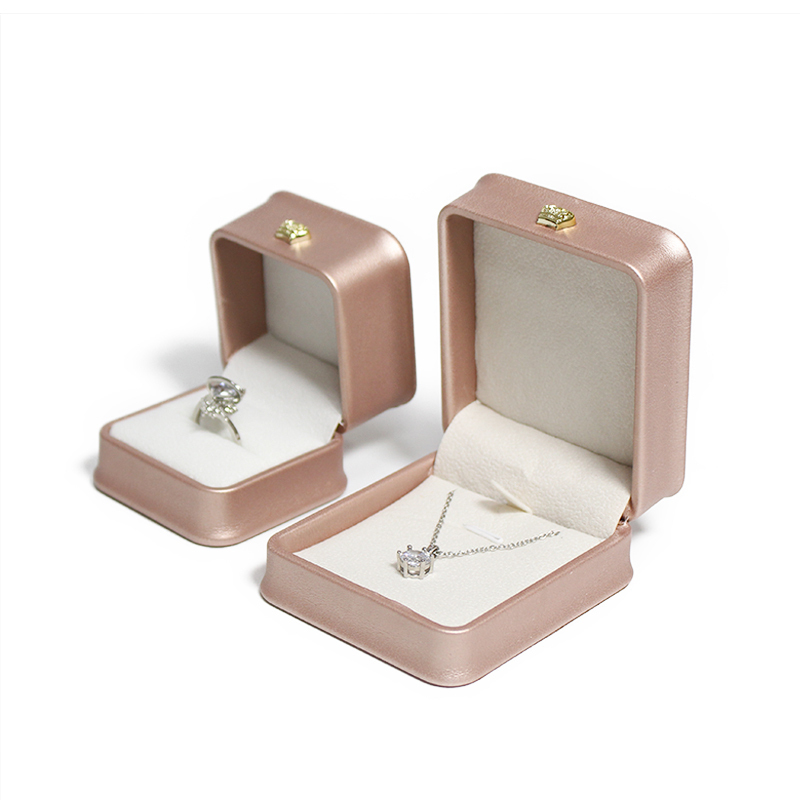 Pink PU Leather Jewelry Packaging Box Rectangle Shape with Rounded Corners for Ring Necklace Jewellery Gift Boxes