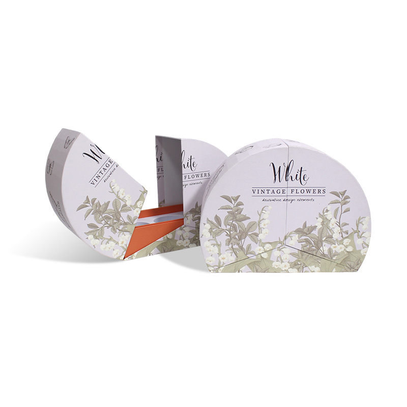 Half Round Double Door Rigid Cardboard Candle Box From EVA Velvet insert