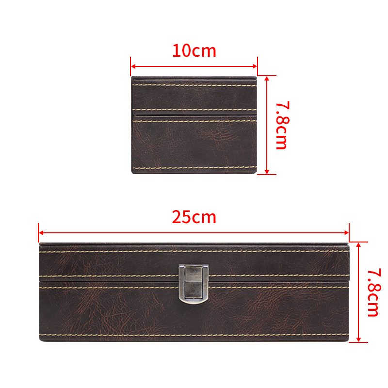 Wooden Velvet Watch Case with PU Leather Travel Clamshell Box
